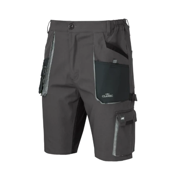 Krótkie spodnie robocze stretchowe CLASSIC 100 Slim męskie szare