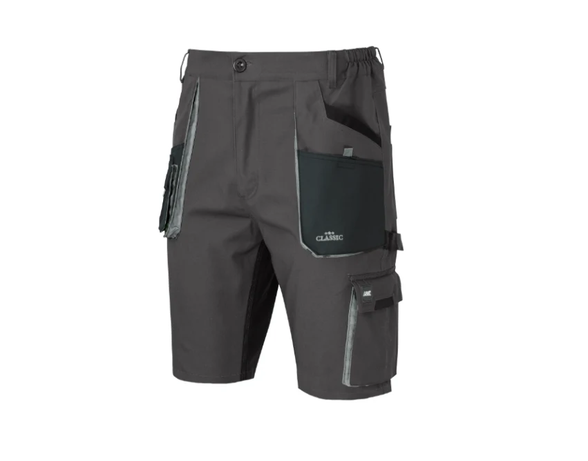 Krótkie spodnie robocze stretchowe CLASSIC 100 Slim męskie szare