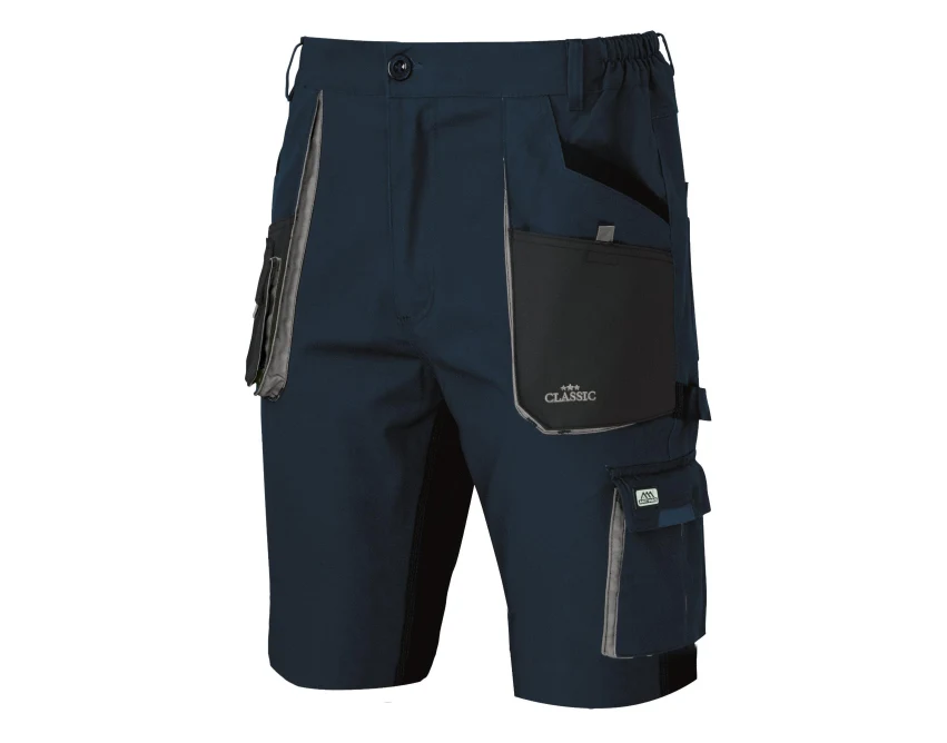 Krótkie męskie spodnie robocze CLASSIC Stretch Slim granatowe