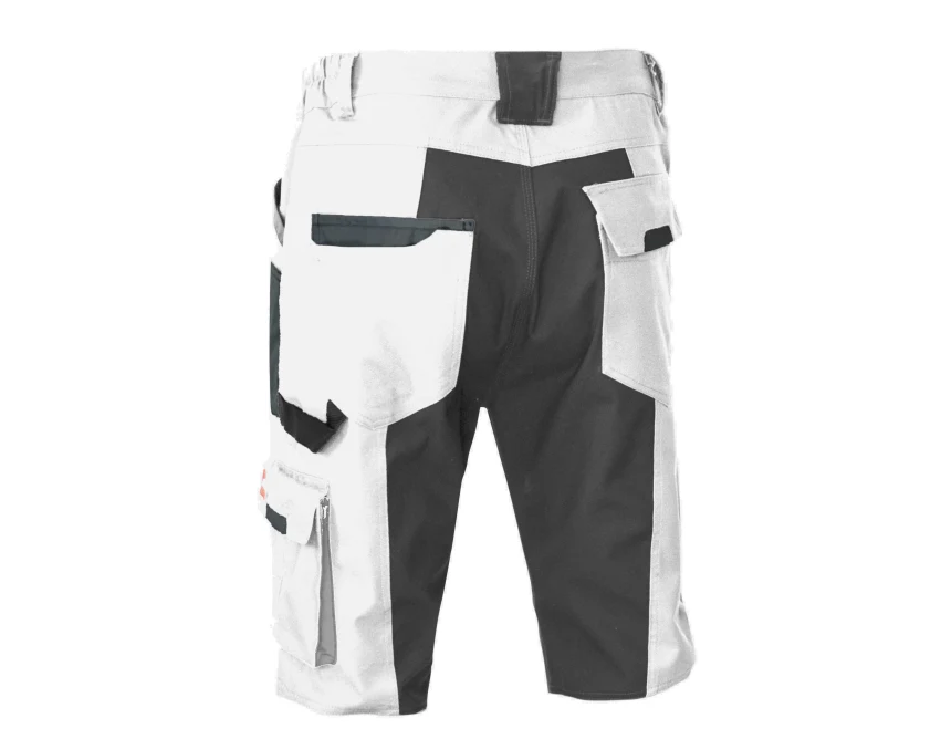 Spodenki robocze stretch slim biało-szare z 10 kieszeniami
