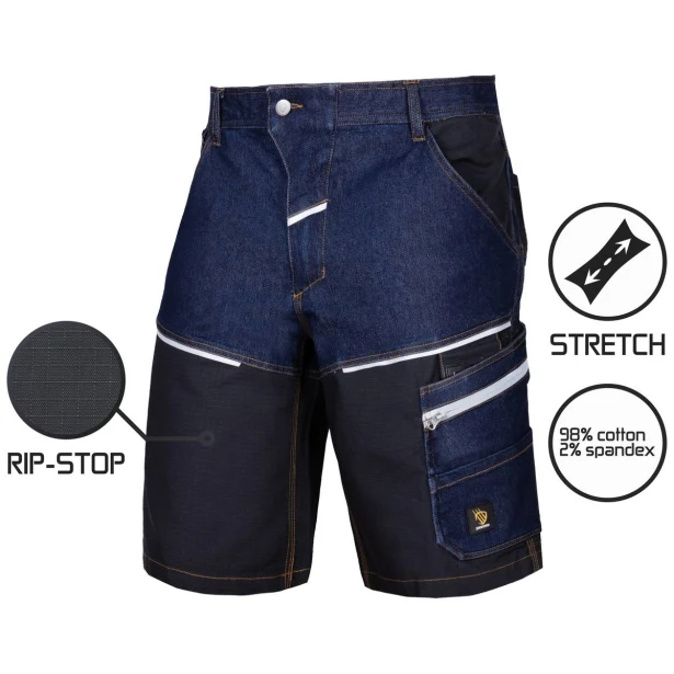 Spodenki robocze Procera LANDER Spandex Jeans męskie ciemnoniebiesko-czarne