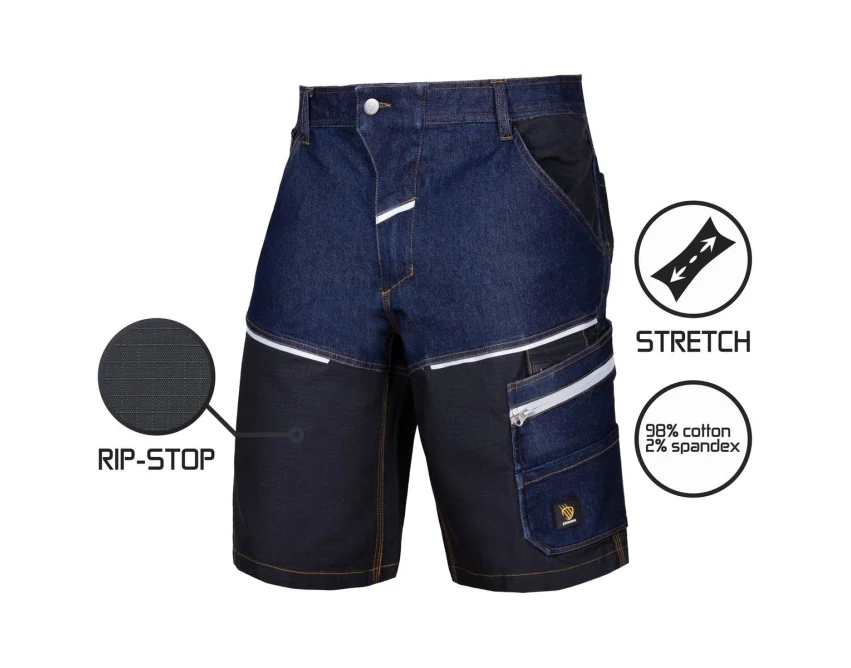 Spodenki robocze Procera LANDER Spandex Jeans męskie ciemnoniebiesko-czarne