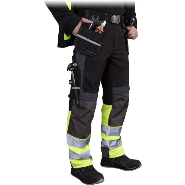 Spodnie do pasa robocze L.Hollman HAYER z fluorescencyjnymi wstawkami