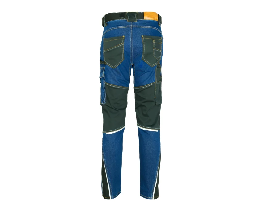 Spodnie robocze męskie do pasa COLEMANN HYBRID JEANS denim-twill, 12 kieszeni, odblaskowe
