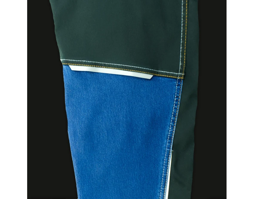 Spodnie robocze męskie do pasa COLEMANN HYBRID JEANS denim-twill, 12 kieszeni, odblaskowe