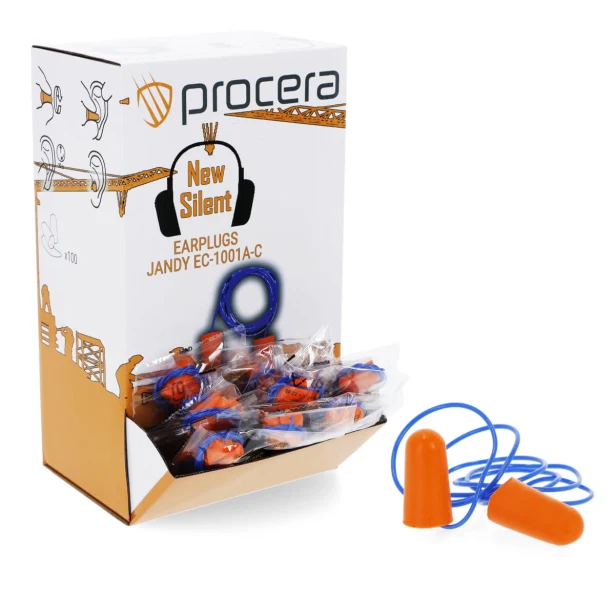 Korki do uszu na sznurku Procera NEW SILENT EC-1001A-C, 100 par, pomarańczowe