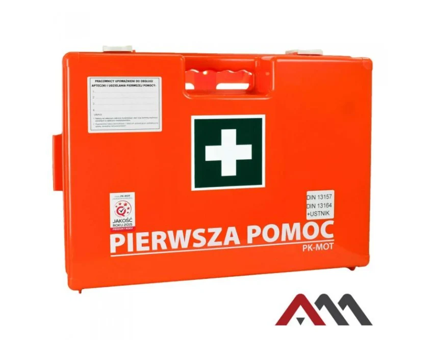 Apteczka na ścianę z wyposażeniem K-20 DIN 13164/13157, ABS, pomarańczowa