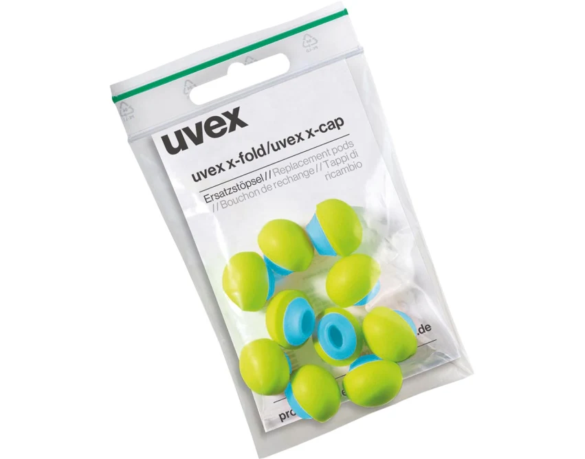 Wkład wymienny Uvex do wkładek UX-XCAP, zielono-niebieski, 60 par