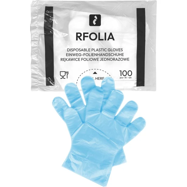 Rękawice foliowe Reis HDPE niebieskie 100 sztuk