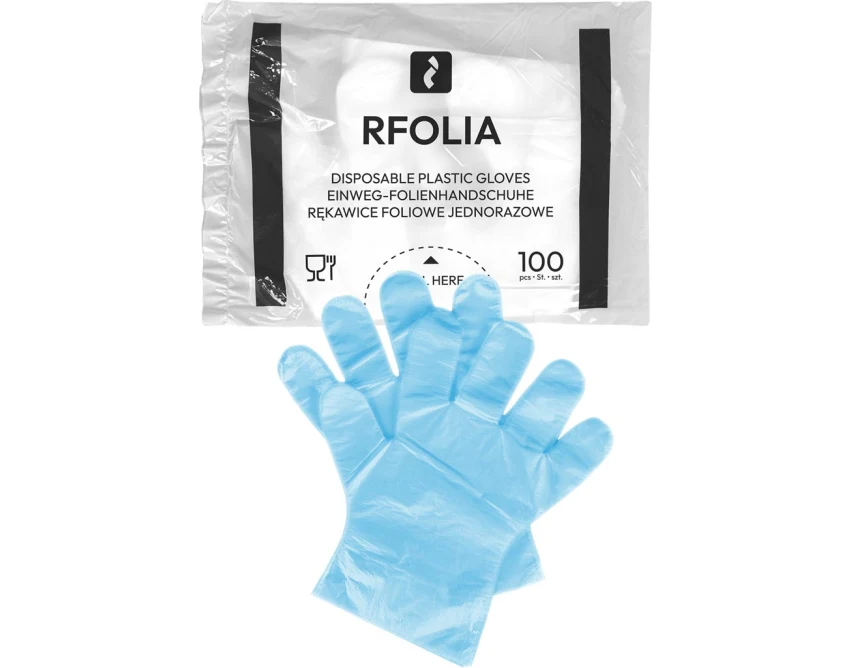 Rękawice foliowe Reis HDPE niebieskie 100 sztuk