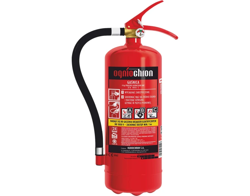 Gaśnica proszkowa Ogniochron 4 kg 27A 144B C