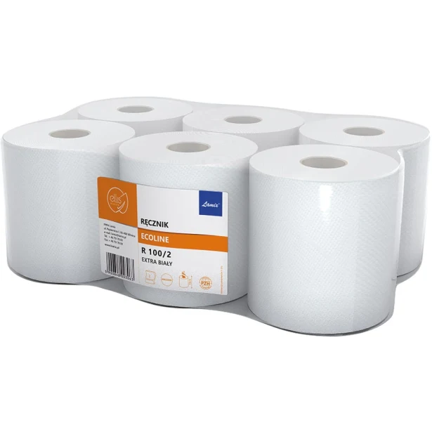 Ręcznik papierowy przemysłowy Lamix biały 100 m 6 rolek