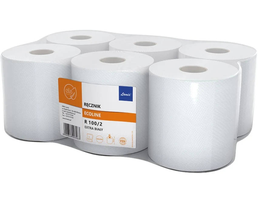 Ręcznik papierowy przemysłowy Lamix biały 100 m 6 rolek