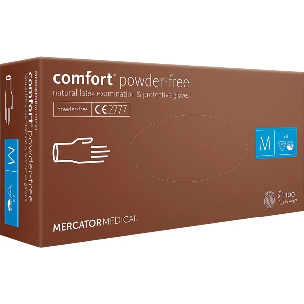 Rękawice bezpudrowe lateksowe Mercator Medical comfort kremowe