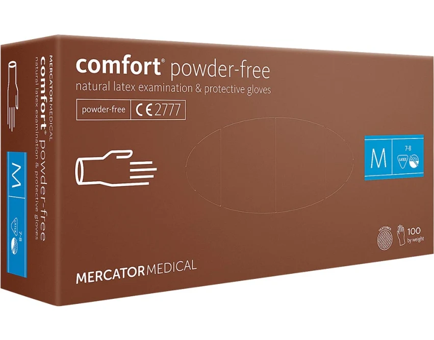 Rękawice bezpudrowe lateksowe Mercator Medical comfort kremowe