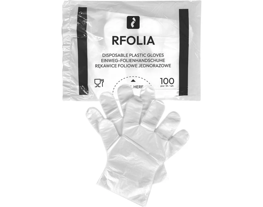 Rękawice foliowe HDPE jednorazowe Reis transparentne 100 szt.