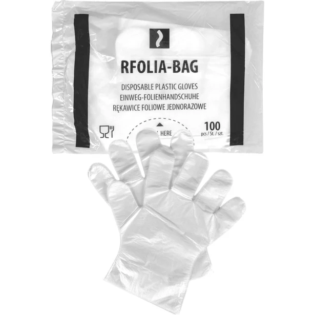 Rękawice foliowe jednorazowe Reis transparentne HDPE 100 sztuk