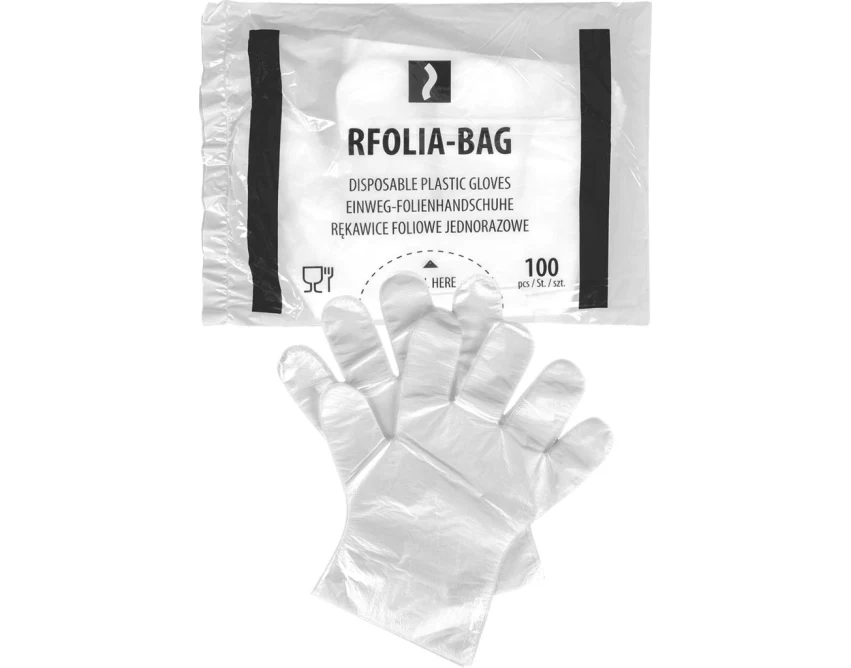 Rękawice foliowe jednorazowe Reis transparentne HDPE 100 sztuk