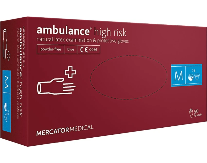 Rękawice lateksowe bezpudrowe Mercator Medical ambulance high risk