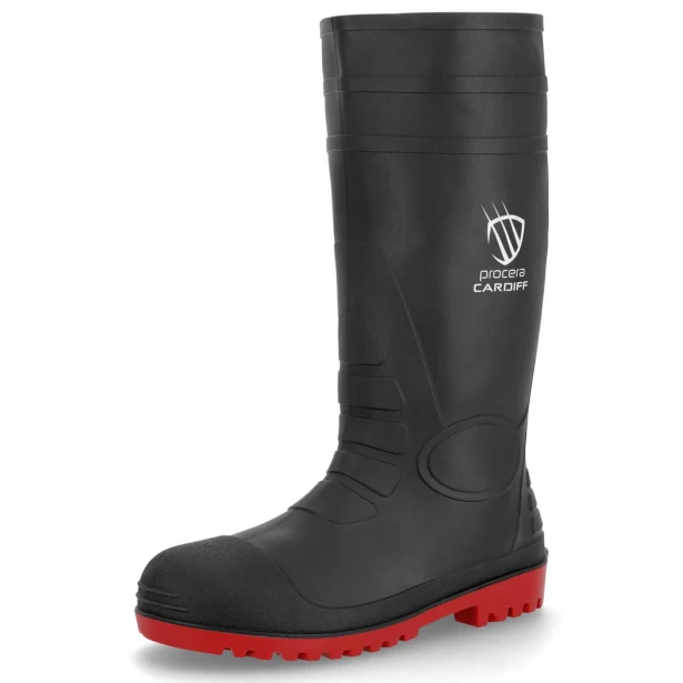 Kalosze PCV Procera CARDIFF O4 SR FO czarno-czerwone