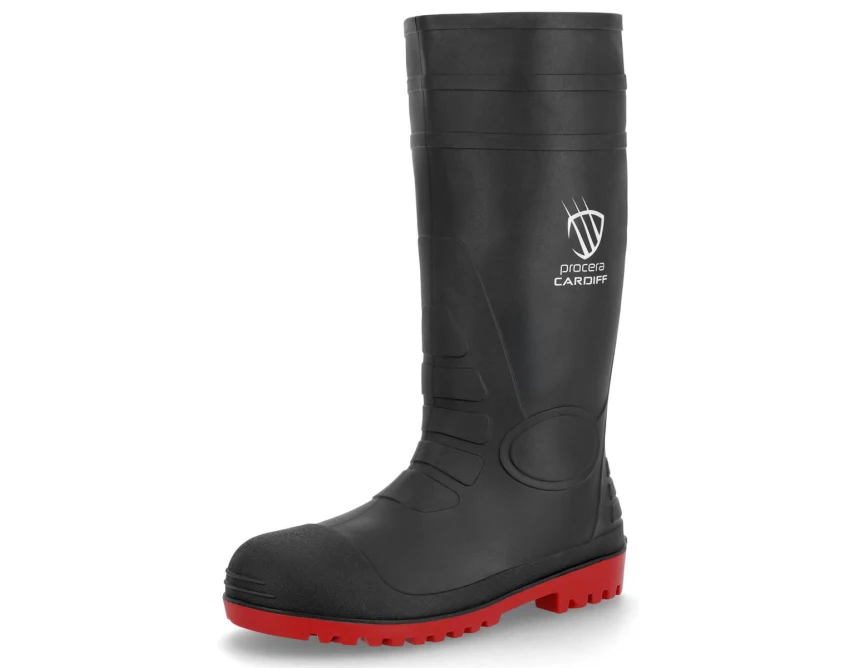 Kalosze PCV Procera CARDIFF O4 SR FO czarno-czerwone