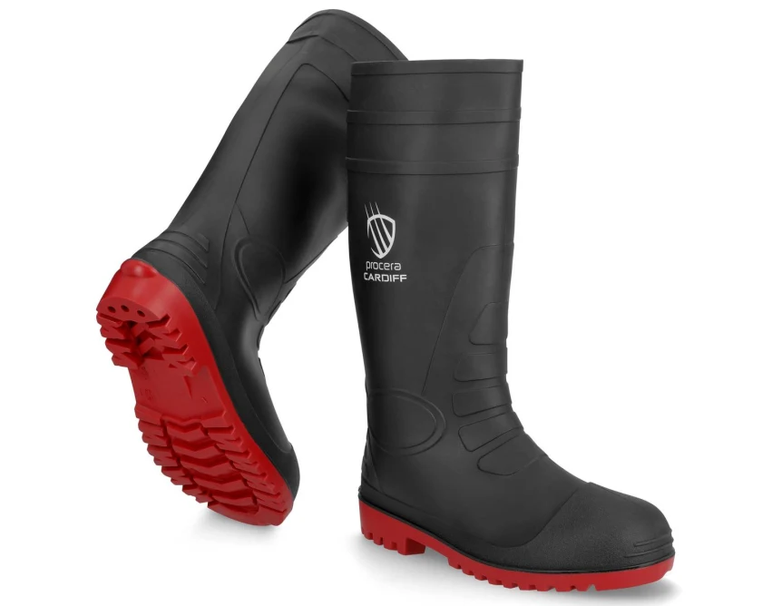 Kalosze PCV Procera CARDIFF O4 SR FO czarno-czerwone