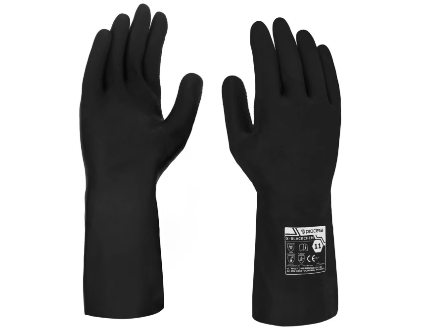 Rękawice ochronne chemiczne Procera X-BLACKCHEM flokowane czarne damskie