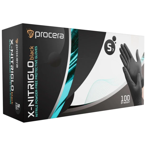 Rękawiczki nitrylowe Procera X-NITRIGLO BLACK czarne bezpudrowe 100 szt.